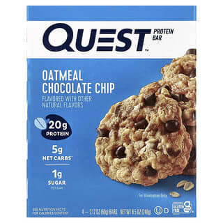 Quest Nutrition, Протеинов блок, овесени ядки и шоколадов чипс, 4 блокчета, 2,12 унции (60 g) всяко