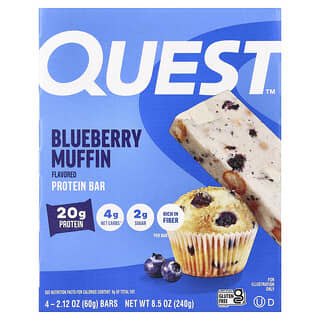 Quest Nutrition, 프로틴바, 블루베리 머핀, 바 4개, 각 60g(2.12oz)