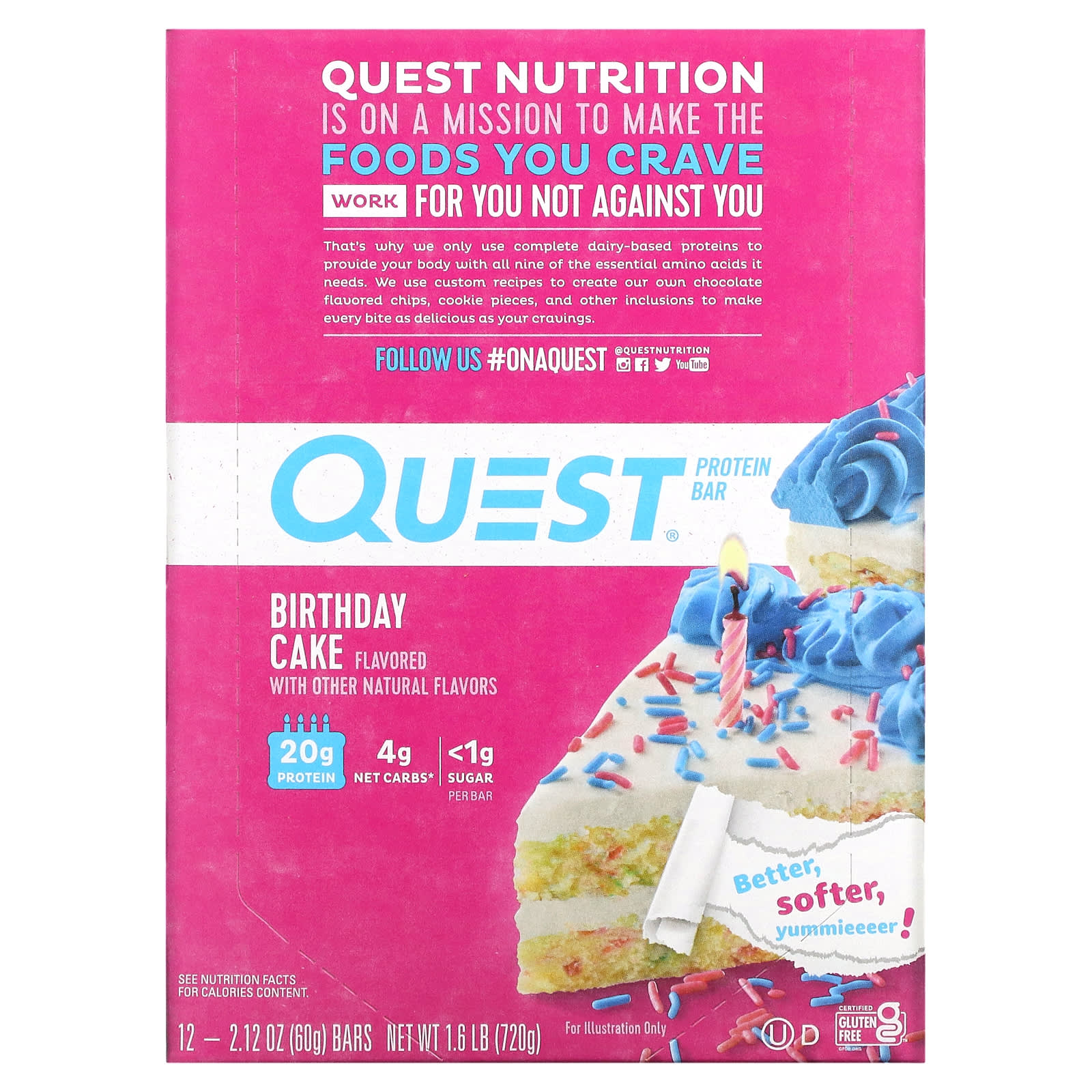 Quest Nutrition Quest プロテインバー バースデーケーキ 12本パック 各2 12オンス 60 G