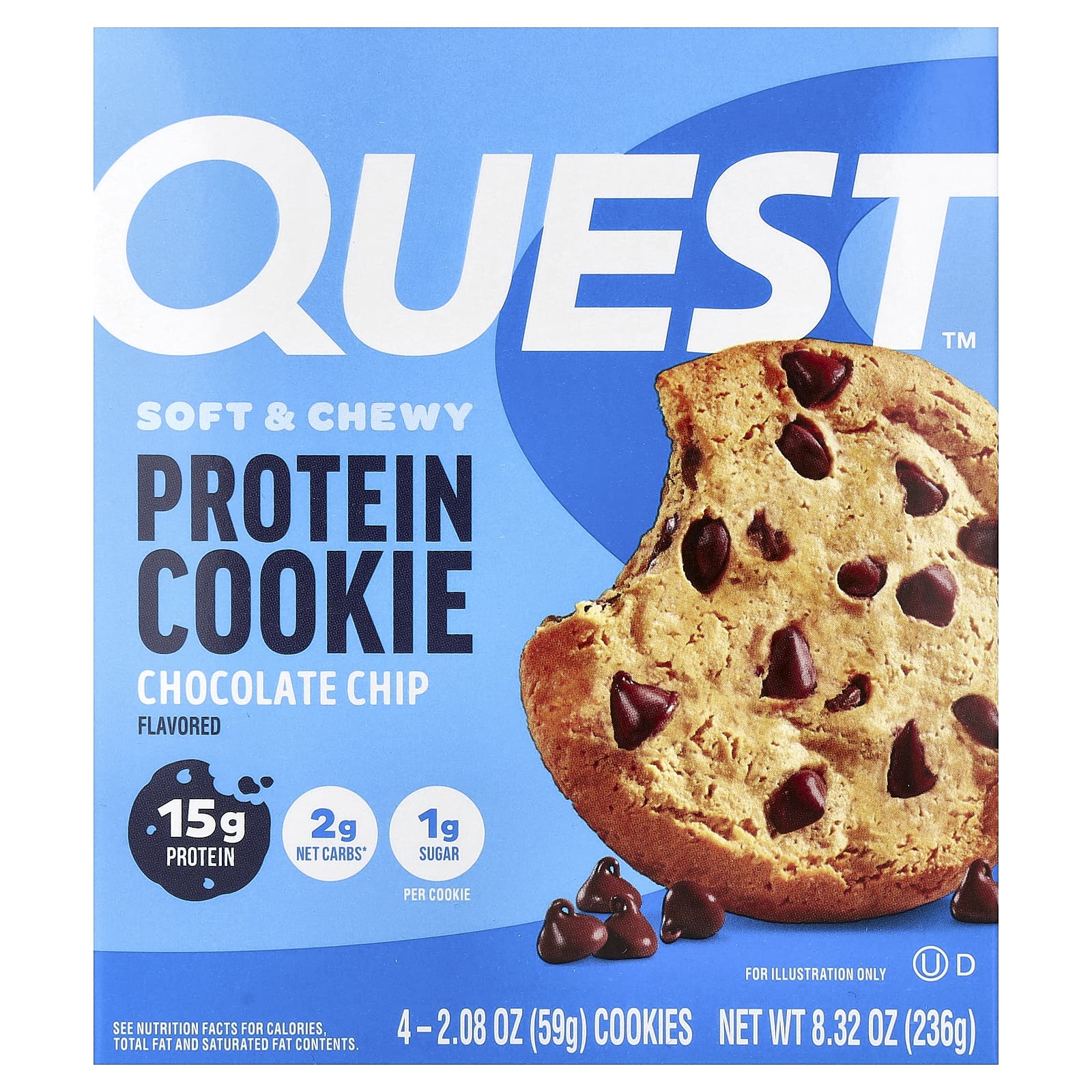 プロテインクッキー、チョコレートチップ、4パック、各59g(2.08オンス) プロテインクッキー、チョコレートチップ、4パック、各59g(2.08オンス)