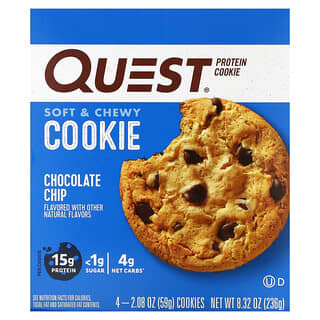 Quest Nutrition, Protein Cookie, Chocolate Chip, 4 Pack, 2.08 oz (59 g) Each