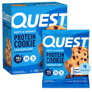 Quest Nutrition, Biscuit protéiné, Pépites de chocolat, Paquet de 4, 59 g chacun