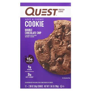 Quest Nutrition, Protein Cookie, 더블 초콜릿 칩, 쿠키 12개입, 개당 59g(2.08oz)