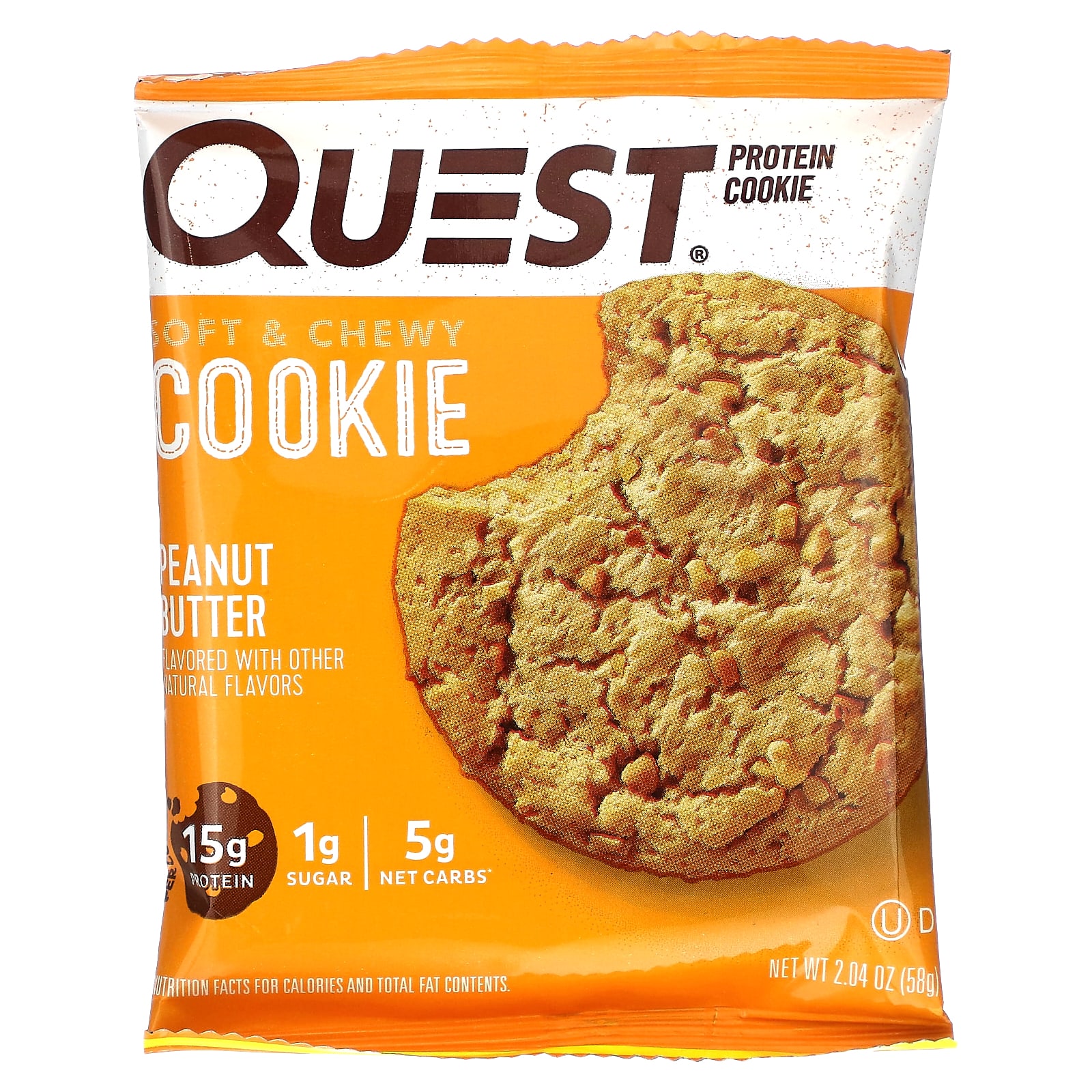 Quest Nutrition, Protein Cookie, Peanut Butter, 4 Pack, 2.04 oz (58 g) Each