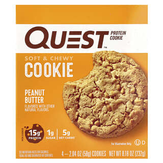 Quest Nutrition, Biscuit protéiné, Beurre de cacahuète, Paquet de 4, 58 g chacun