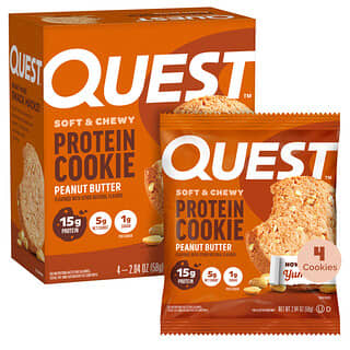Quest Nutrition, Protein Cookie, pindakaas, 4 koekjes, 2.04 oz (58 g) per stuk