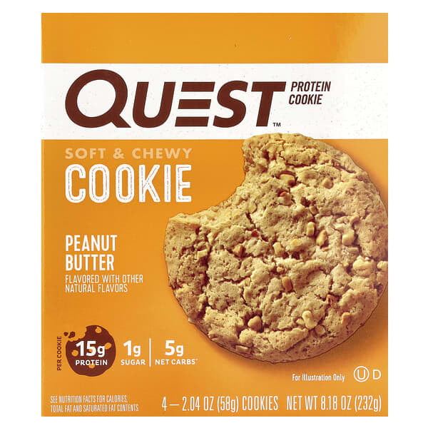 Quest Nutrition Protein Cookie, Peanut Butter, 4 Cookies, 2.04 oz (58 g) Each