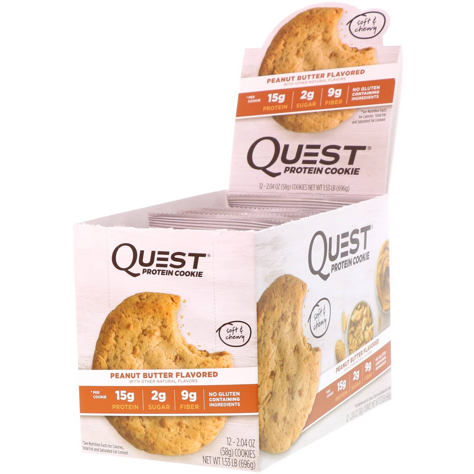 Quest Nutrition, Protein Cookie, Peanut Butter, 12 Pack, 2.04 oz (58 g
