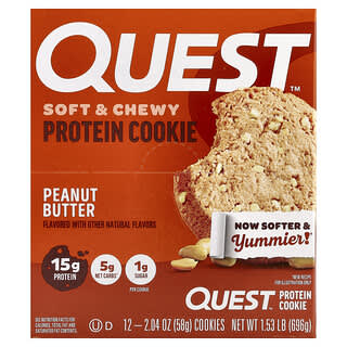 Quest Nutrition, Proteiinikeksi, maapähkinävoi, 12 keksiä, 58 g/kpl
