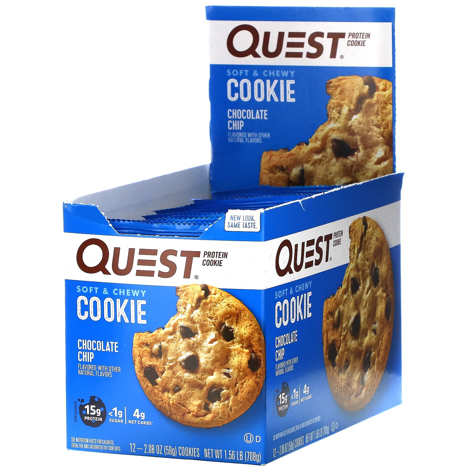 Quest Nutrition, Protein Cookie, Chocolate Chip, 12 Pack, 2.08 oz (59 g