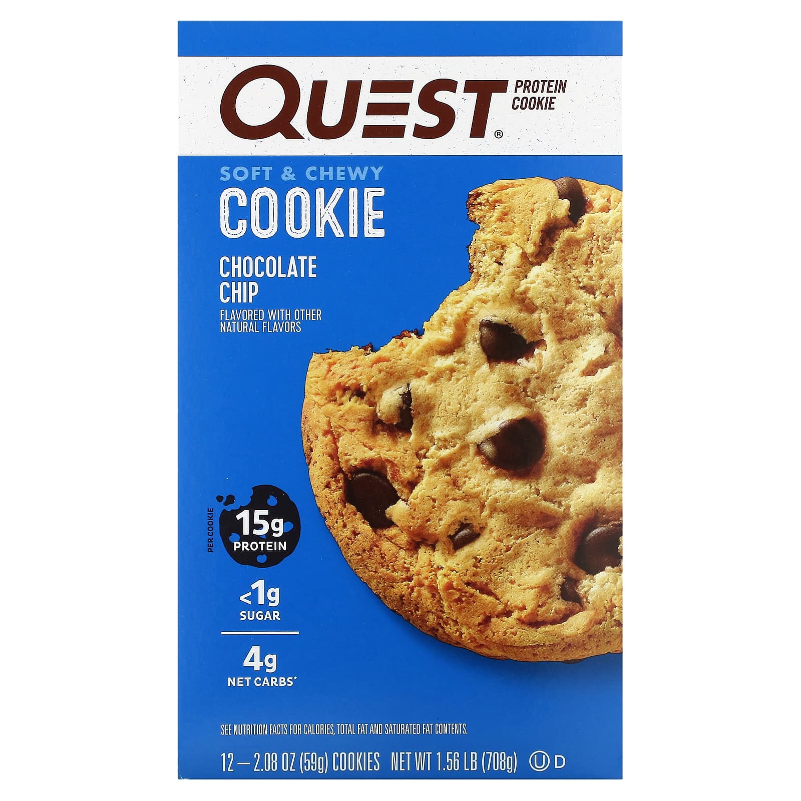 Quest Nutrition, Protein Cookie, Chocolate Chip, 12 Pack, 2.08 oz (59 g ...