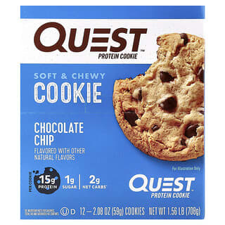 Quest Nutrition, Biscotto proteico, gocce di cioccolato, 12 biscotti, 59 g ciascuno
