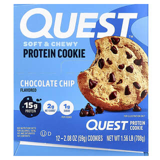 Quest Nutrition, Cookie de Proteína, Gotas de Chocolate, 12 Cookies, 59 g (2,08 oz) Cada
