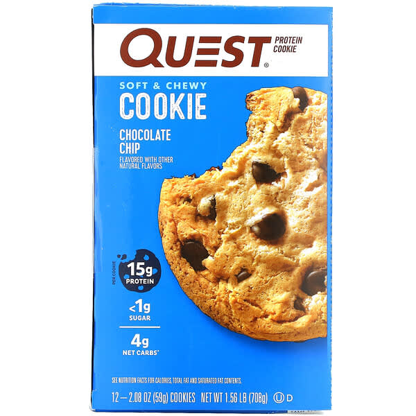 Quest Nutrition, プロテインクッキー、チョコレートチップ、12パック、各59g（2.08オンス）