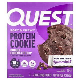 Quest Nutrition, Протеинова бисквитка, двоен шоколадов чип, 4 бисквитки, 2,08 унции (59 g) всяка