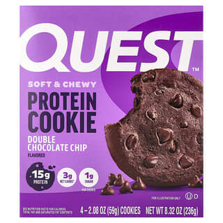 Quest Nutrition, Proteiinikeksi, tuplasuklaapalat, 4 keksiä, 59 g/kpl