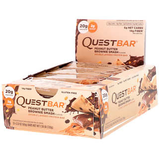 Quest Nutrition, Double Layered Protein Bar, Peanut Butter Brownie Smash, 12 Bars, 2.12 oz (60 g ) Each