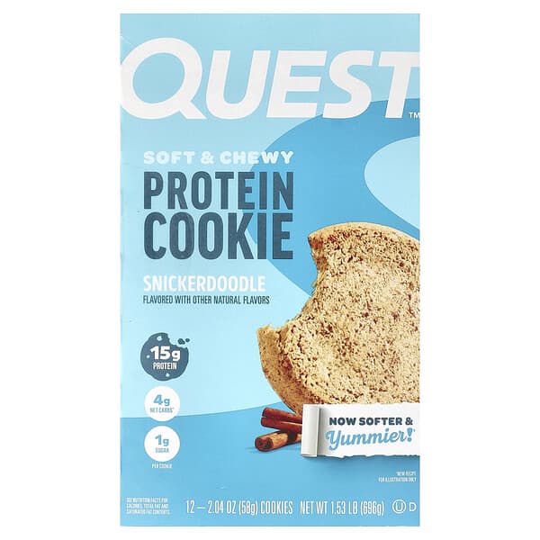 Quest Nutrition, 蛋白質餅乾，Snickerdoodle，12 塊，每塊 2.04 盎司（58 克）