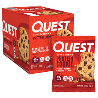 Quest Nutrition, Proteínová sušienka, arašidové maslo s čokoládovými lupienkami, 12 sušienok, každá po 58 g