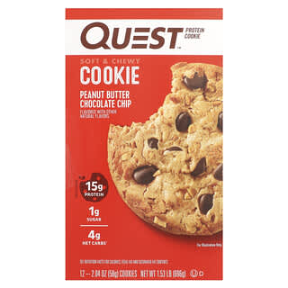 Quest Nutrition, Protein Cookie, Peanut Butter Chocolate Chip, 12 Cookies, 2.04 oz (58 g) Each