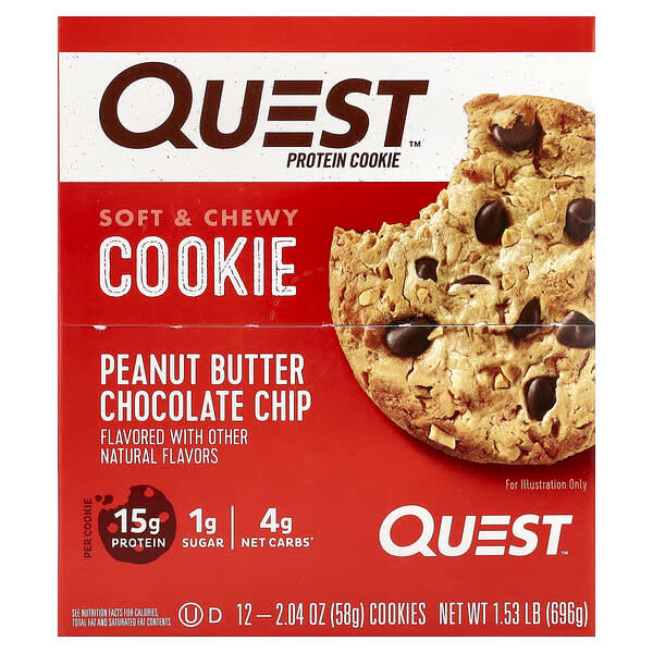Quest Nutrition Protein Cookie, Peanut Butter Chocolate Chip, 12 Cookies, 2.04 oz (58 g) Each