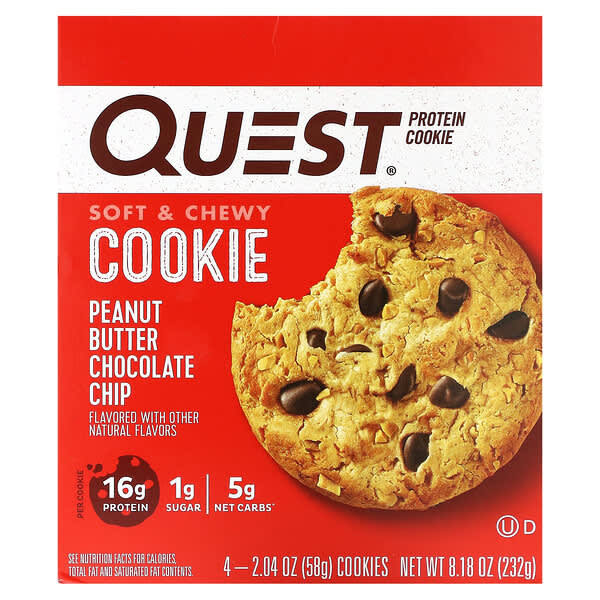 Quest Nutrition, Protein Cookie, Peanut Butter Chocolate Chip, 4 Pack, 2.04 oz (58 g) Each