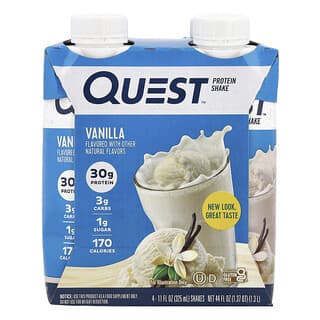 Quest Nutrition, プロテインシェイク、バニラ、4本、各325ml（11液量オンス）