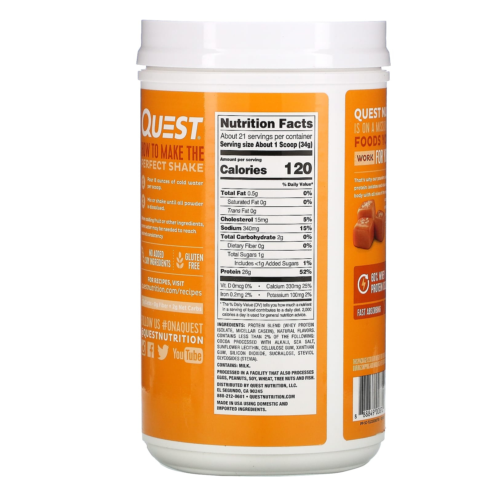 Quest Nutrition, Protein Powder, Salted Caramel, 1.6 lb (726 g)