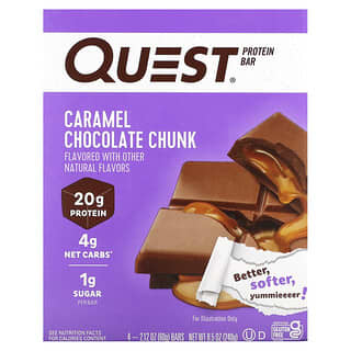 Quest Nutrition, 蛋白棒，焦糖巧克力块，4 根，每根 2.12 盎司（60 克）
