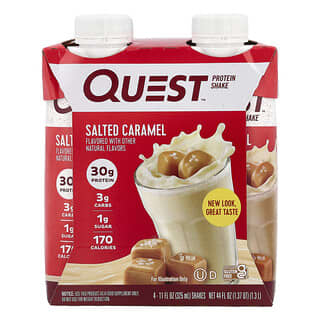 Quest Nutrition, 蛋白質奶昔，鹹焦糖味，4 份奶昔，每份 11 液量盎司（325 毫升）