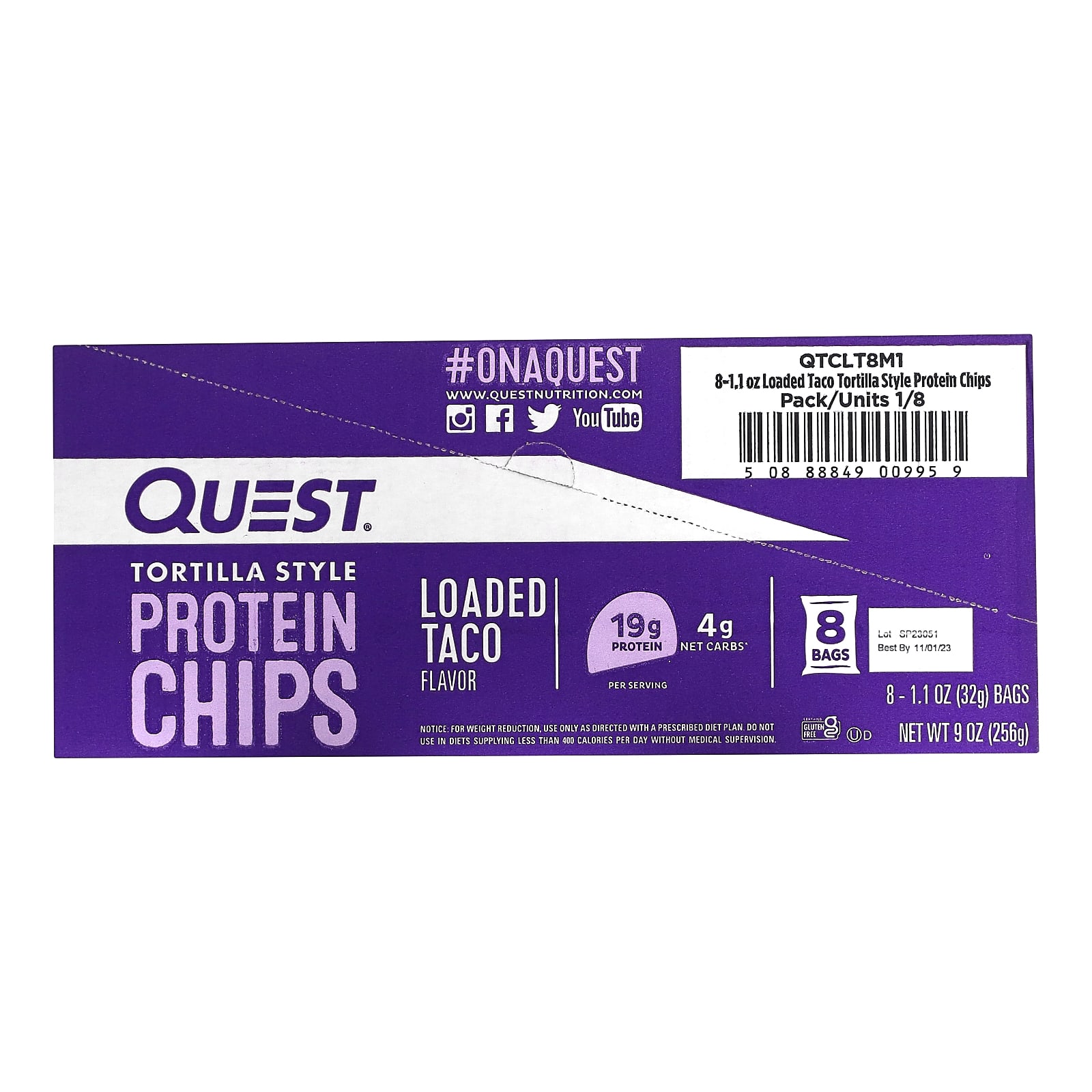 Quest Nutrition, Tortilla Style Protein Chips, Loaded Taco, 8 Bags, 1.1 ...