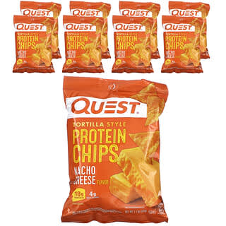 Quest Nutrition, Chips de proteína estilo tortilla, Queso para nachos`` 8 bolsas, 32 g (1,1 oz) cada una
