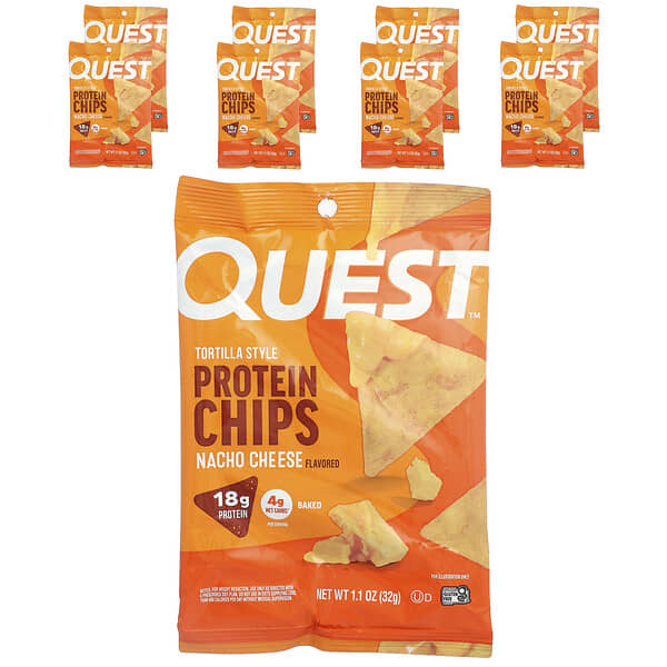 Quest Nutrition, 토르티야식 단백질 칩, 나초 치즈, 8봉, 각 32g(1.1oz)