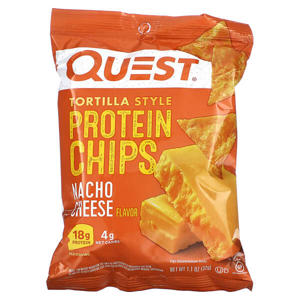 Quest Nutrition, Tortilla Style Protein Chips, Nacho Cheese, 8 Bags, 1. ...