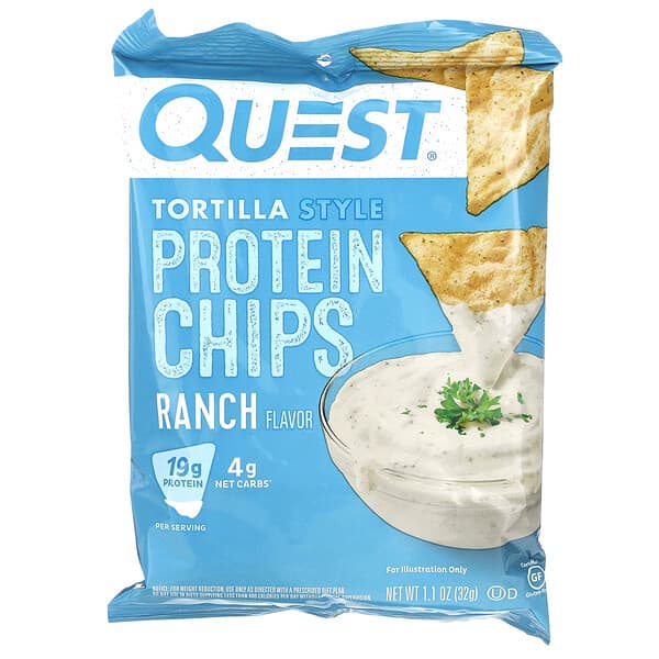 Quest Nutrition‏, צ'יפס חלבון בסגנון טורטייה, 8 שקיות, 32 גרם (1.1 אונקיות) ליחידה