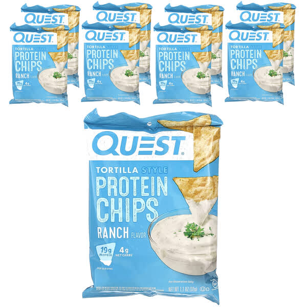 Quest Nutrition, 玉米餅蛋白質薯片，牧場，8 袋，每袋 1.1 盎司（32 克）
