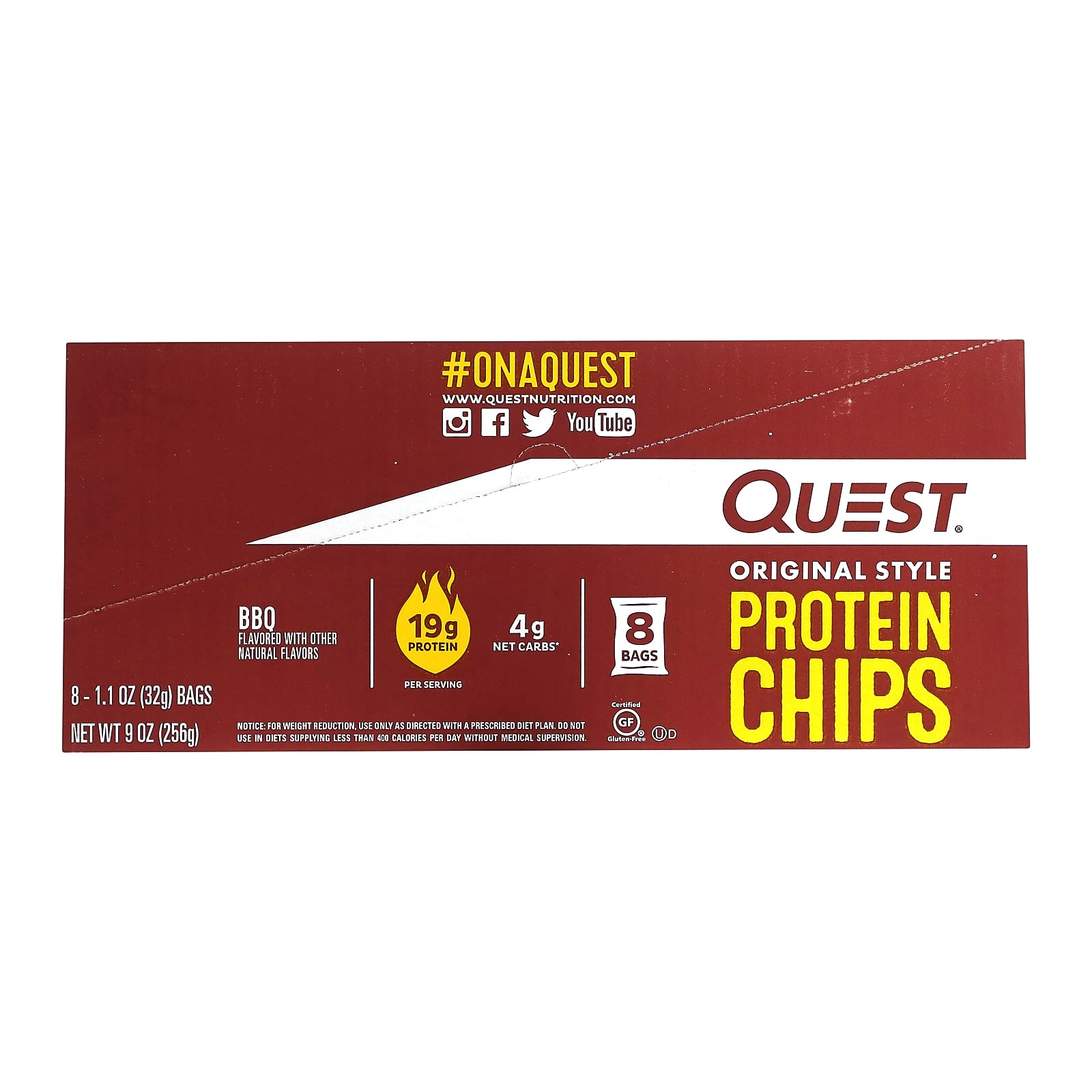 Quest Nutrition, Original Style Protein Chips, BBQ, 8 Bags, 1.1 oz (32