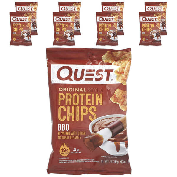 Quest Nutrition Original Style Protein Chips, BBQ, 8 Bags, 1.1 oz (32 g) Each
