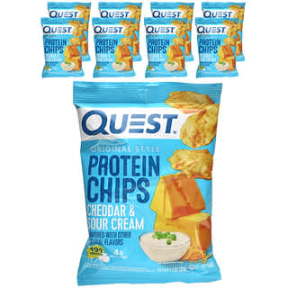 Quest Nutrition, Chip proteici Original Style, Cheddar e panna acida, 8 bustine, 32 g