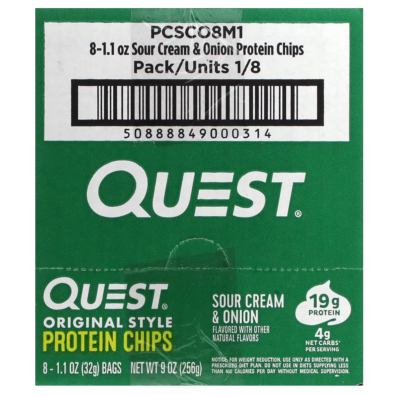 Quest Nutrition, 오리지널 스타일 단백질 칩, 사워크림 & 양파, 8봉, 각 32g(1.1oz)