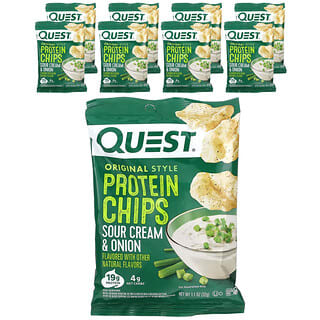 Quest Nutrition, Chips de protéines de style original, Crème sure et oignon, 8 sachets, 32 g chacun