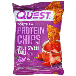 Quest Nutrition, Chips de protéines de style tortilla, Chili doux et épicé, 8 sachets, 32 g chacun