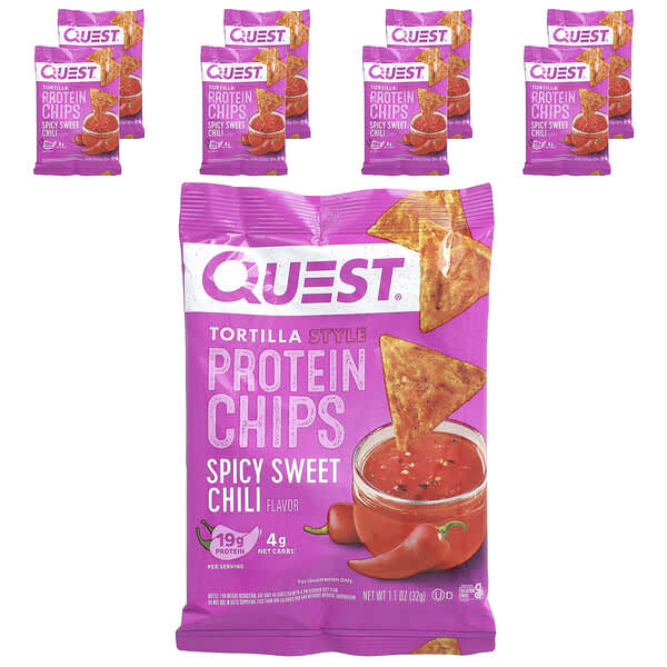 Quest Nutrition, 玉米餅蛋白質薯片，辛辣甜椒，8 袋，每袋 1.1 盎司（32 克）