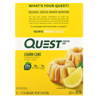 Quest Nutrition, 蛋白棒，柠檬蛋糕，12 根，每根 2.12 盎司（60 克）