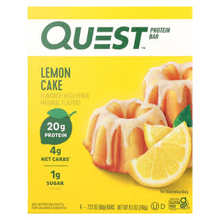 Quest Nutrition‏, חטיף חלבון, עוגת לימון, 4 חטיפים, 60 גרם (2.12 אונקיות) כל אחד