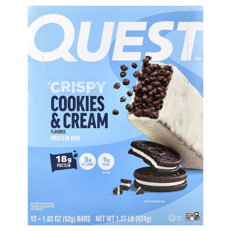 Protein Bar, Crispy Cookies Cream, 12 Bars, oz (52 g) Each