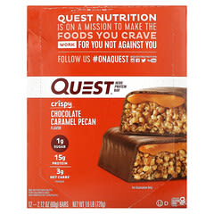 Quest Nutrition, Hero Protein Bar, хрустящий шоколад с карамелью и пеканом, 12 батончиков, 60 г (2,12 унции)