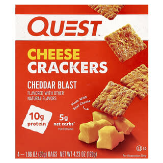 Quest Nutrition, Cheese Crackers, Cheddar Blast, 4 Bags, 1.06 oz (30 g) Each