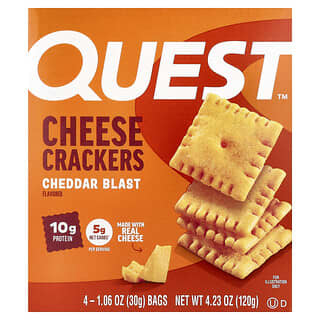 Quest Nutrition, Cheese Crackers, Cheddar Blast, 4 Bags, 30 g Each
