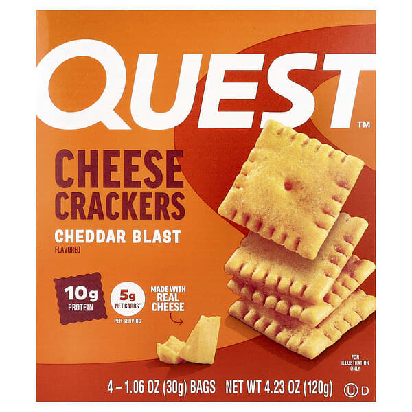 Quest Nutrition, 치즈 크래커, 체다 블라스트, 4봉지, 개당 30g(1.06oz)